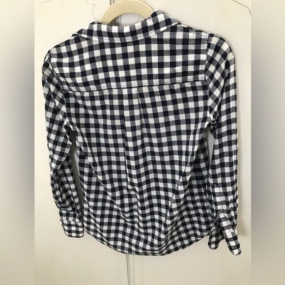 J.Crew Factory Navy Gingham lightweight cotton shirt in signature fit Size XXS - Picture 2 of 3